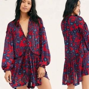 New with tags Free People Love Letter Floral Tunic Mini Boho Small Dress
